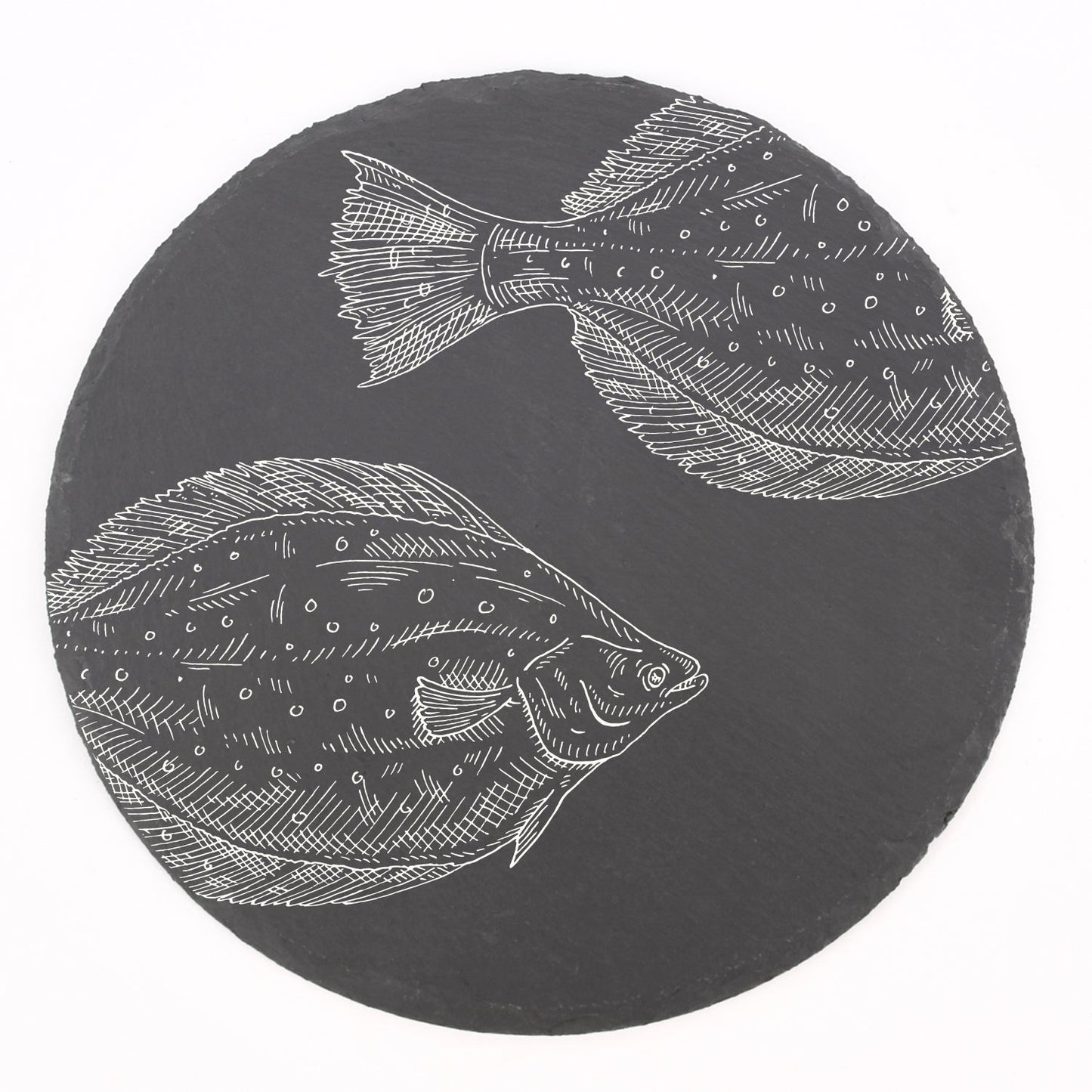 Servierplatte aus Schiefer Rund "Flunder" | 30cm - INSELLIEBE USEDOM