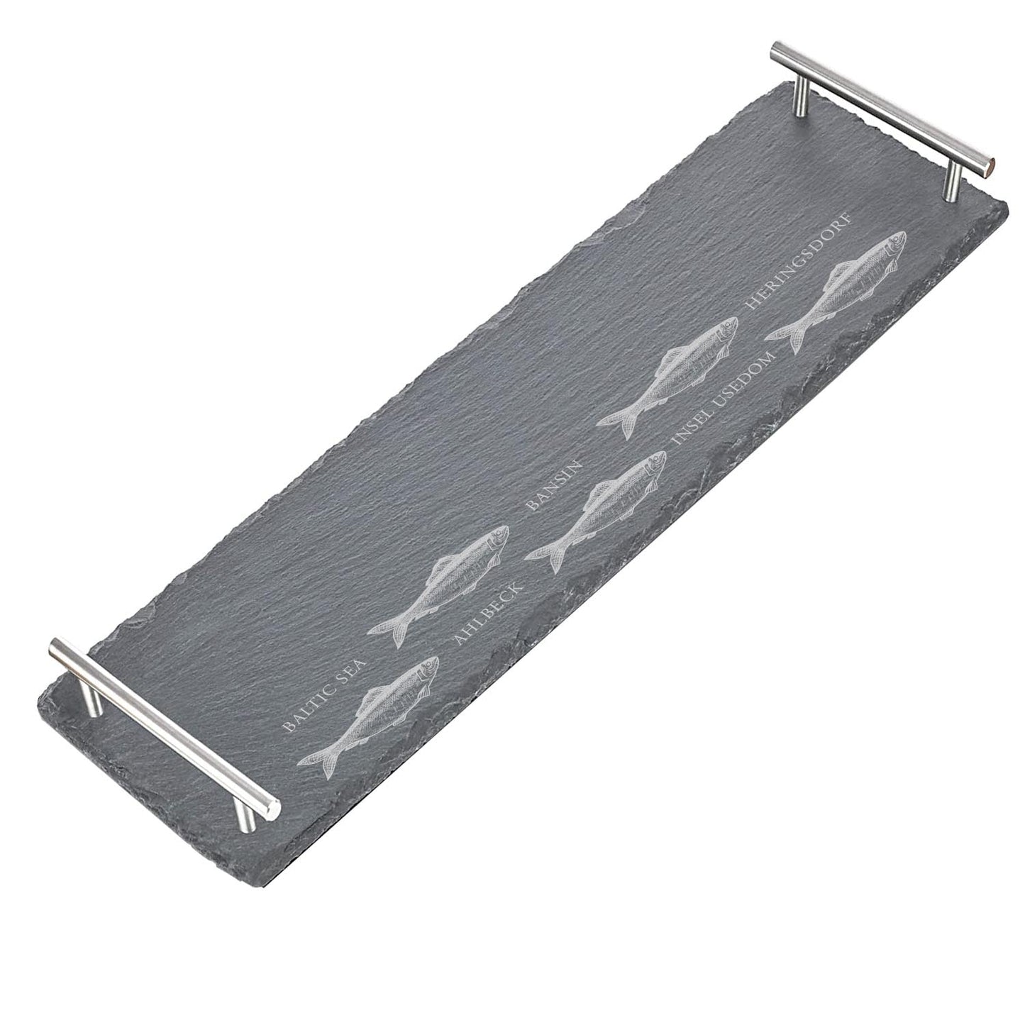 Tablett aus Schiefer mit Griff "Heringe" | 50x15cm - INSELLIEBE USEDOM