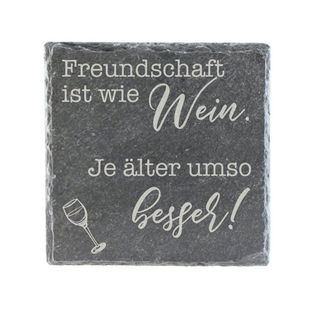 Untersetzer Schiefer "Freundschafft Wein" | 10x10xm - INSELLIEBE USEDOM