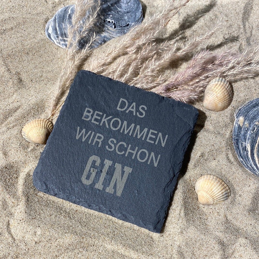 Untersetzer Schiefer "GIN Bekommen" | 10x10xm - INSELLIEBE USEDOM