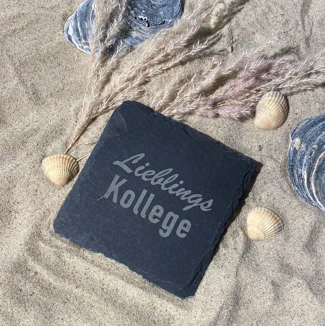 Untersetzer Schiefer "Lieblingskollege" | 10x10xm - INSELLIEBE USEDOM