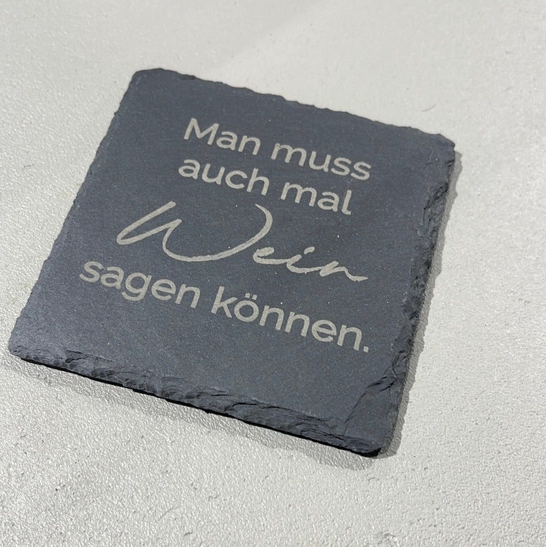 Untersetzer Schiefer "Wein sagen" | 10x10xm - INSELLIEBE USEDOM