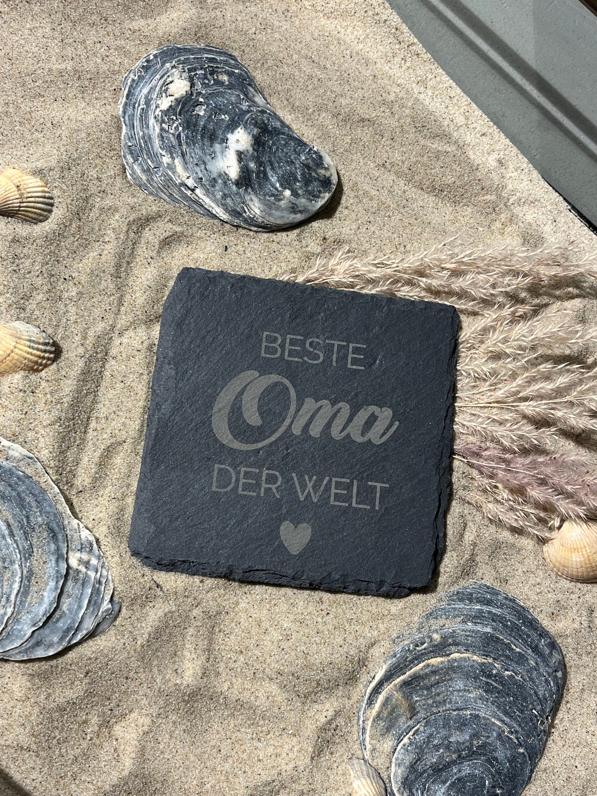 Untersetzer Schiefer "Beste Oma" | 10x10xm - INSELLIEBE USEDOM