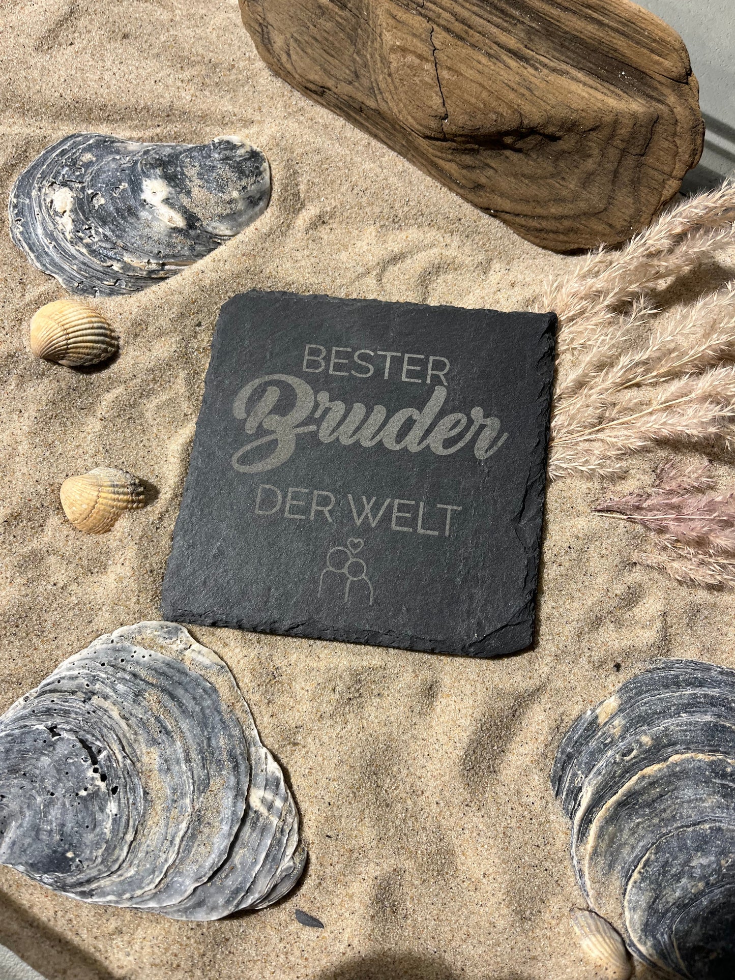 Untersetzer Schiefer "Bester Bruder" | 10x10xm - INSELLIEBE USEDOM