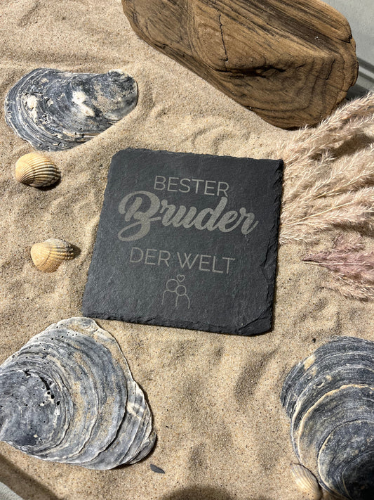Untersetzer Schiefer "Bester Bruder" | 10x10xm - INSELLIEBE USEDOM