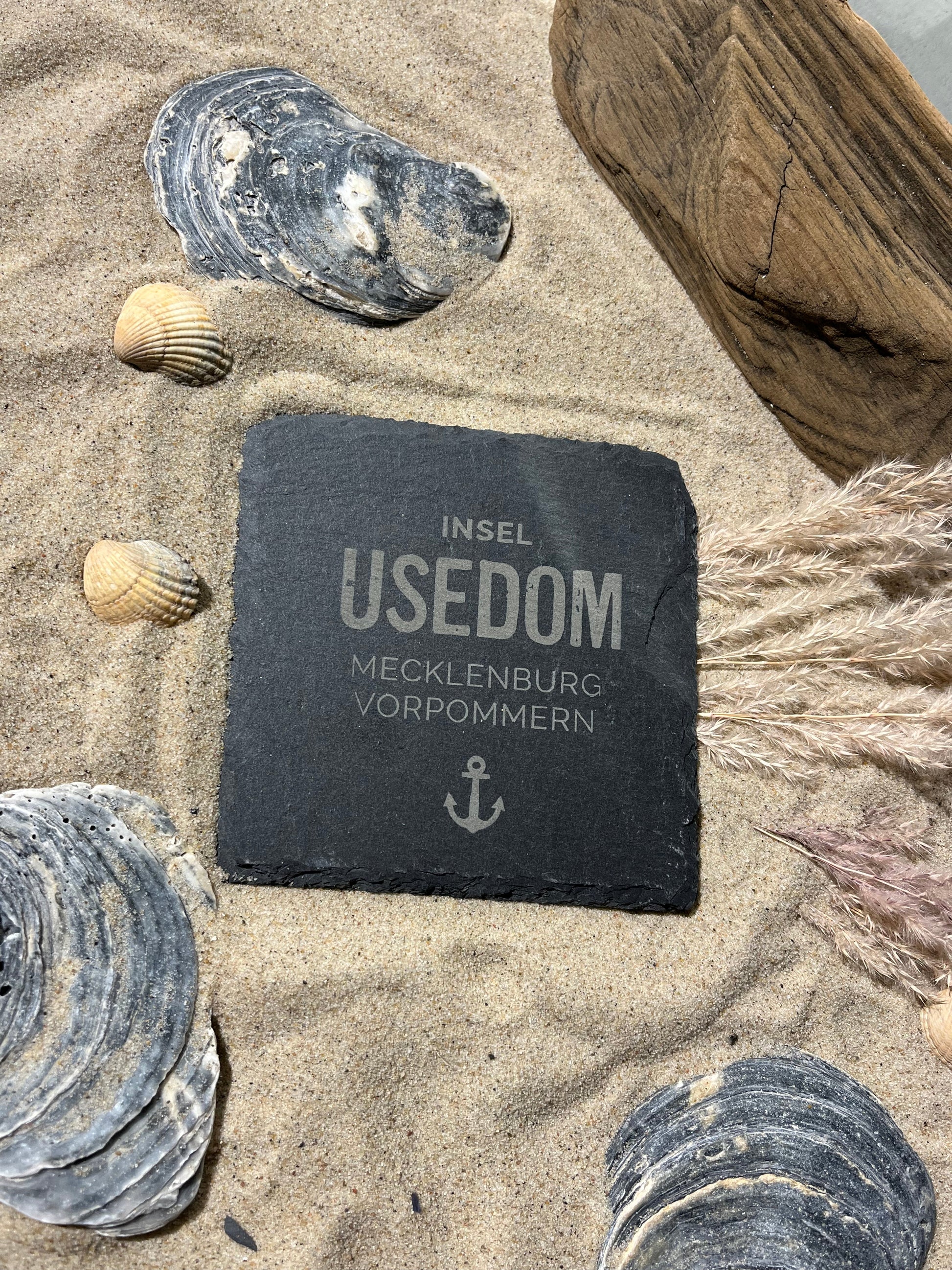 Untersetzer Schiefer "Insel Usedom Mecklenburg" | 10x10xm - INSELLIEBE USEDOM