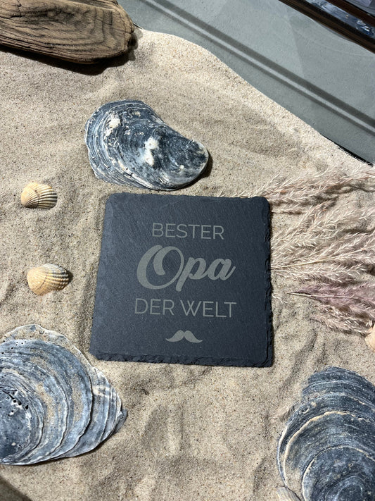 Untersetzer Schiefer "Bester Opa" | 10x10xm - INSELLIEBE USEDOM