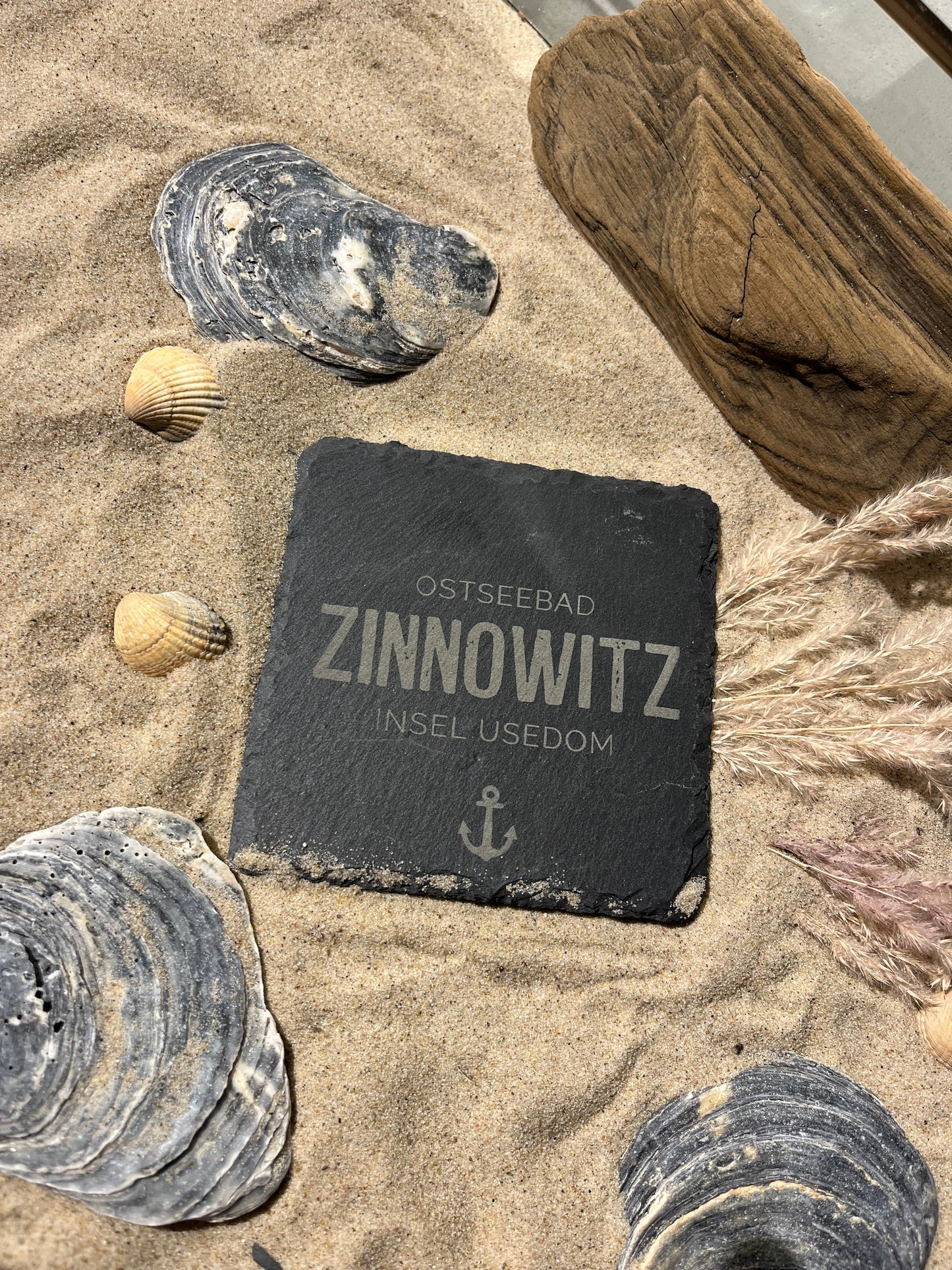 Untersetzer Schiefer "Ostseebad Zinnowitz" | 10x10xm - INSELLIEBE USEDOM