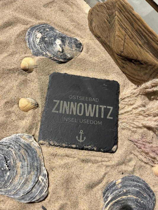 Untersetzer Schiefer "Ostseebad Zinnowitz" | 10x10xm - INSELLIEBE USEDOM