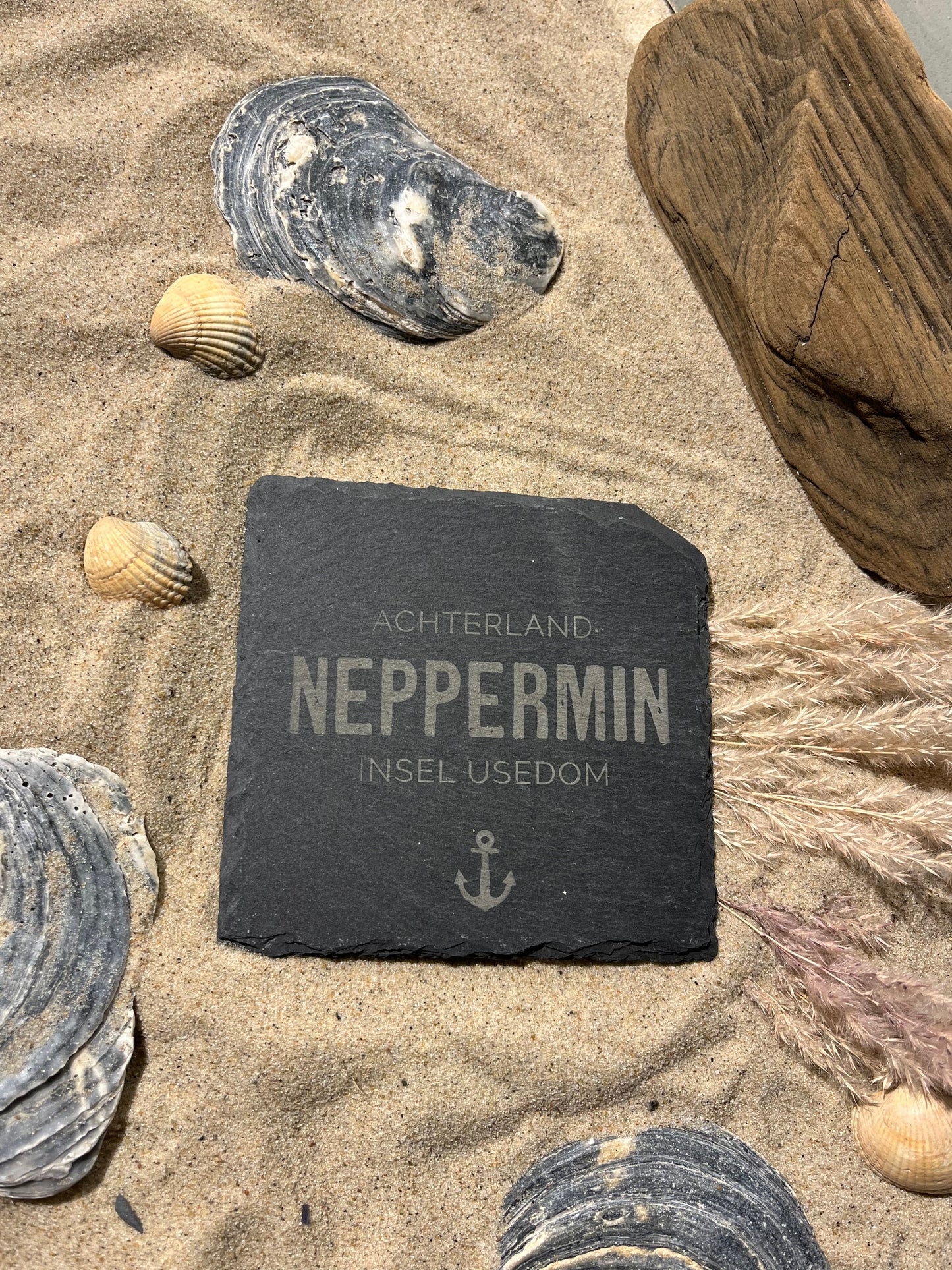 Untersetzer Schiefer "Achterland Neppermin" | 10x10xm - INSELLIEBE USEDOM