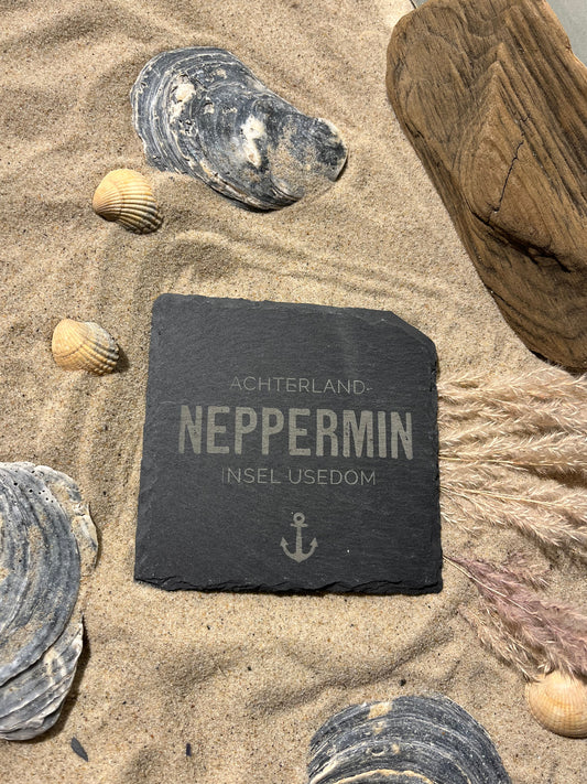 Untersetzer Schiefer "Achterland Neppermin" | 10x10xm - INSELLIEBE USEDOM
