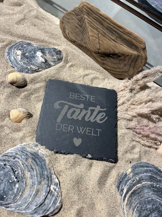 Untersetzer Schiefer "Beste Tante" | 10x10xm - INSELLIEBE USEDOM