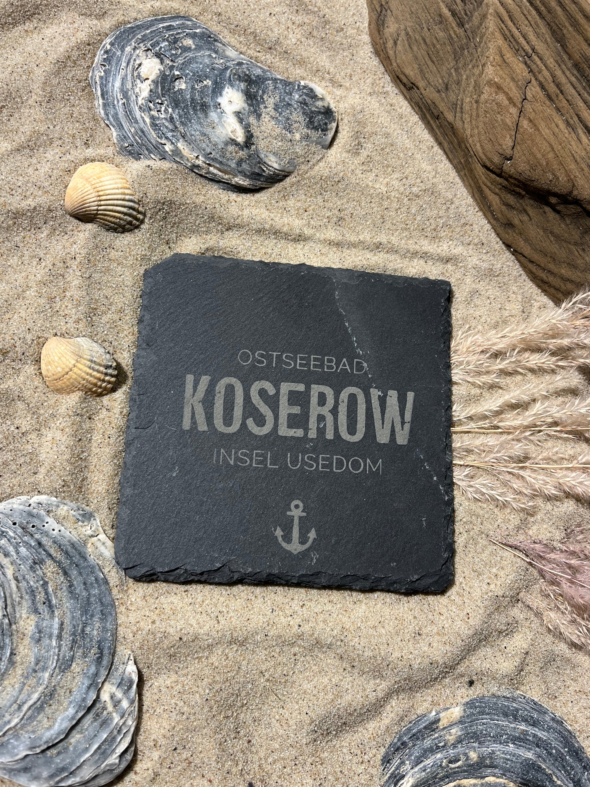 Untersetzer Schiefer "Ostseebad Koserow" | 10x10xm - INSELLIEBE USEDOM