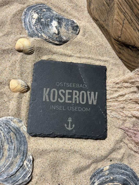 Untersetzer Schiefer "Ostseebad Koserow" | 10x10xm - INSELLIEBE USEDOM