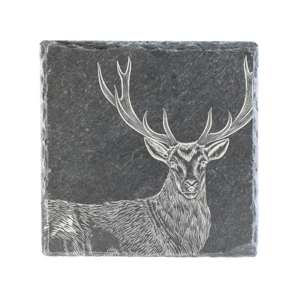 Untersetzer aus Schiefer "Hirsch" | 10x10cm - INSELLIEBE USEDOM