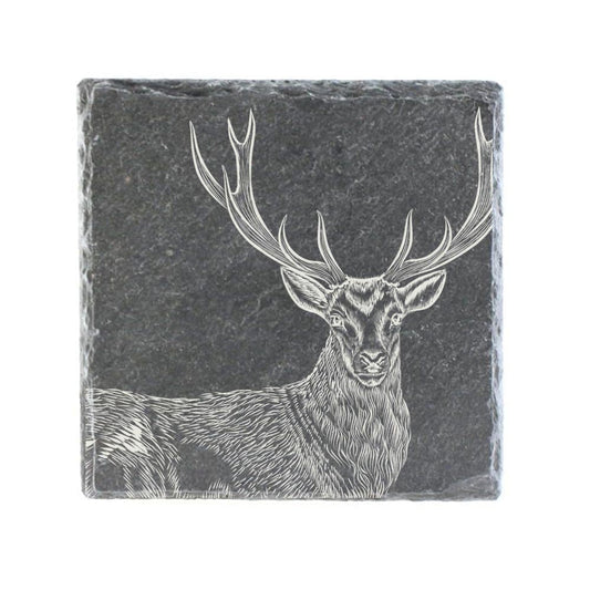 Untersetzer aus Schiefer "Hirsch" | 10x10cm - INSELLIEBE USEDOM