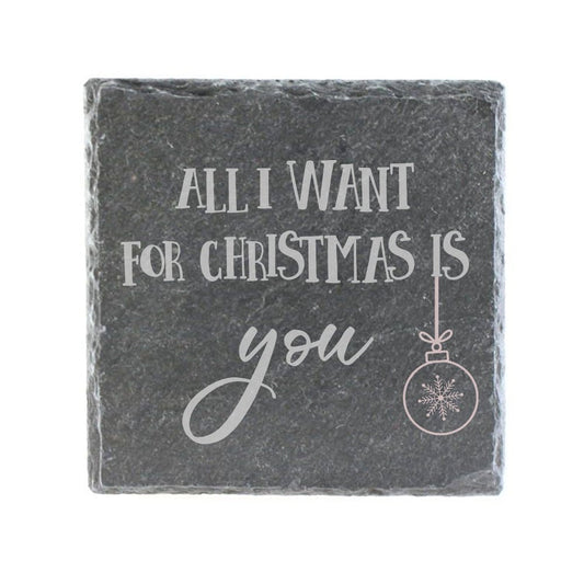 Untersetzer Schiefer "All I Want is you" | 10x10xm - INSELLIEBE USEDOM