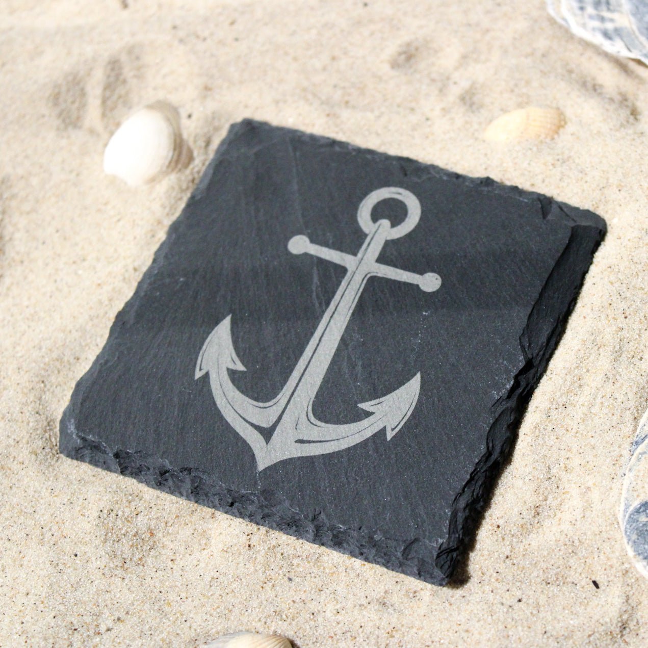 Untersetzer Schiefer "Anker Vintage" | 10x10xm - INSELLIEBE USEDOM