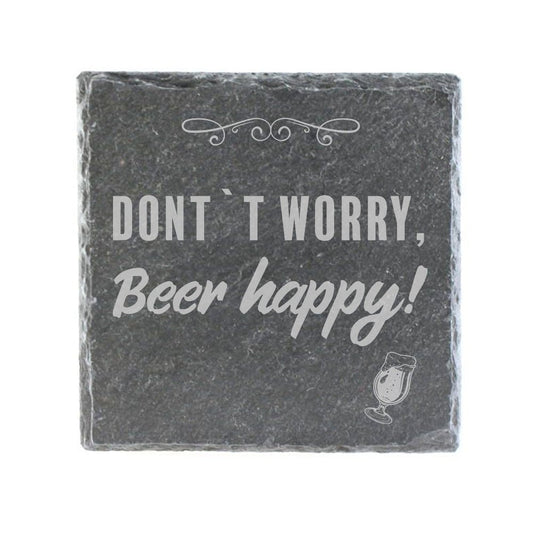Untersetzer Schiefer "Beer Happy" | 10x10xm - INSELLIEBE USEDOM