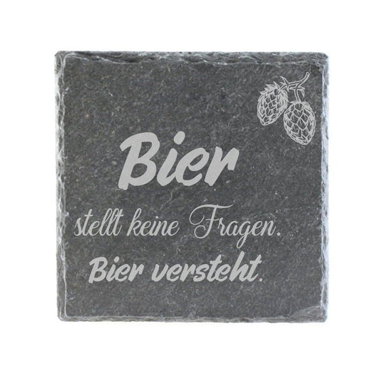 Untersetzer Schiefer "Bier versteht" | 10x10xm - INSELLIEBE USEDOM