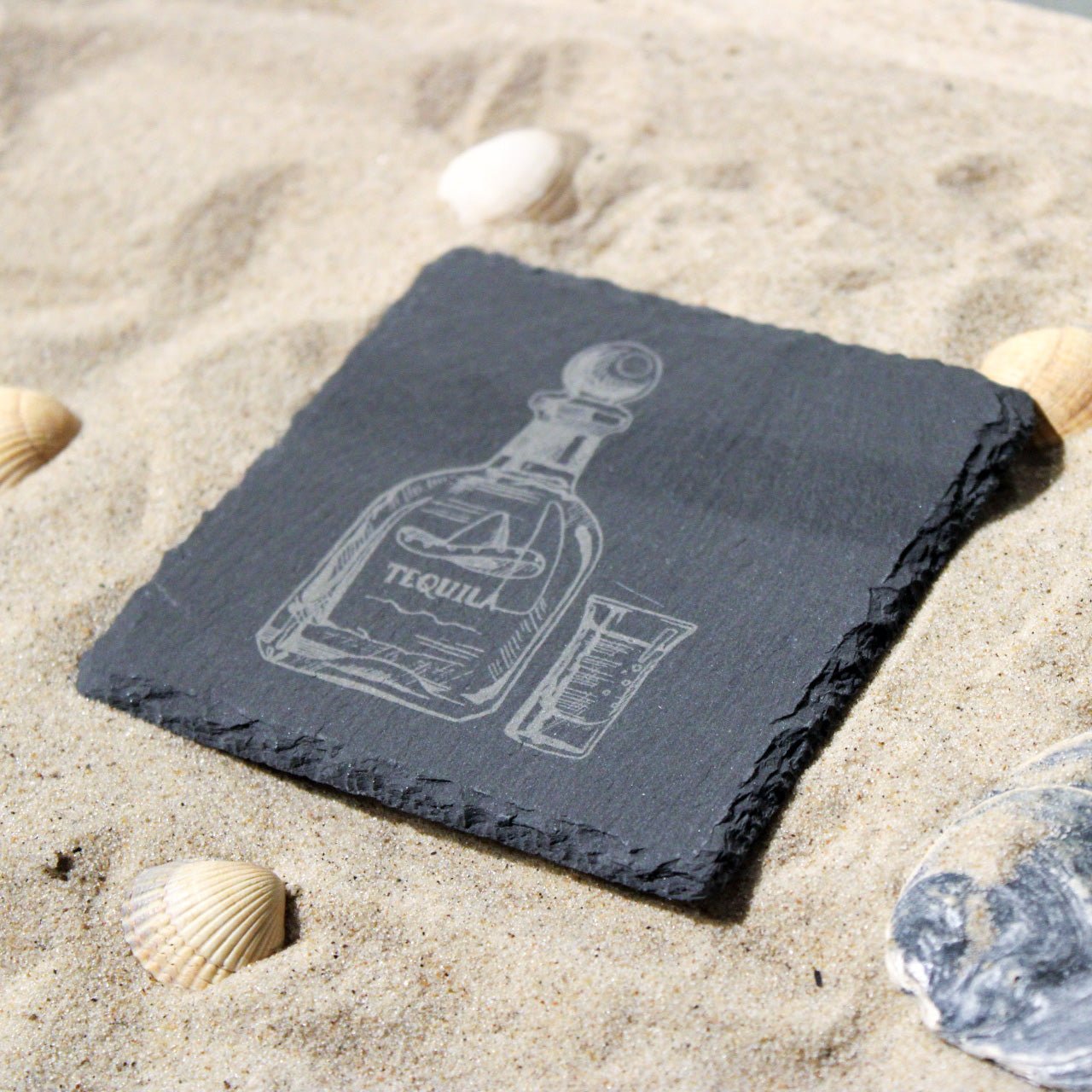 Untersetzer Schiefer "Buddel Tequila" | 10x10xm - INSELLIEBE USEDOM