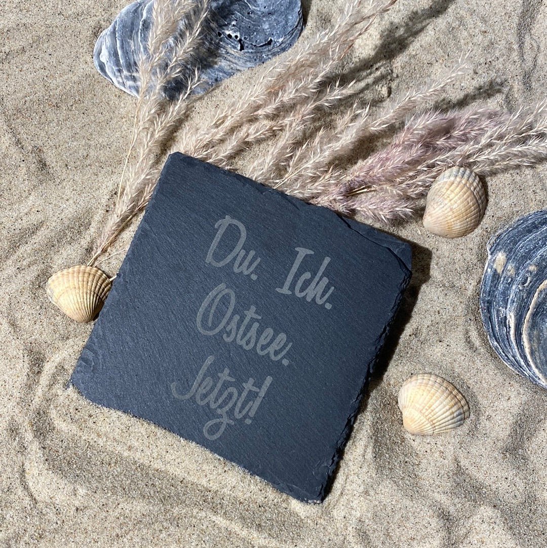 Untersetzer Schiefer "Du Ich Ostsee" | 10x10xm - INSELLIEBE USEDOM