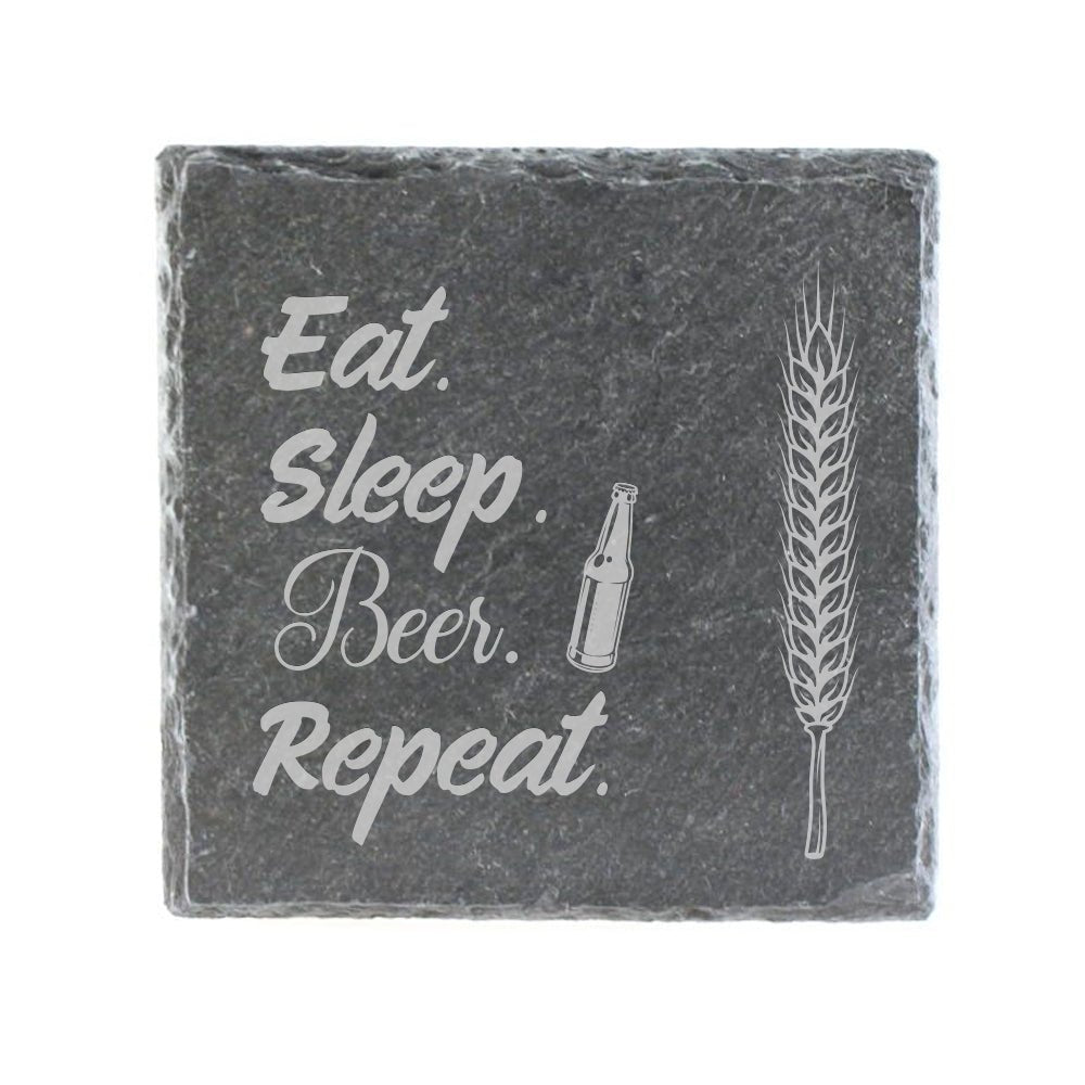 Untersetzer Schiefer "Eat Sleep Beer" | 10x10xm - INSELLIEBE USEDOM