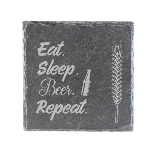 Untersetzer Schiefer "Eat Sleep Beer" | 10x10xm - INSELLIEBE USEDOM