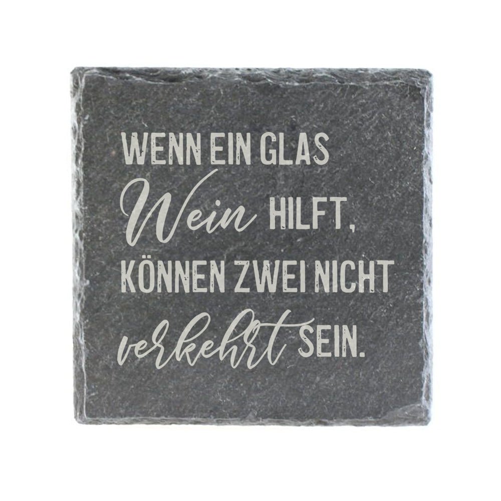 Untersetzer Schiefer "Ein Glas Wein" | 10x10xm - INSELLIEBE USEDOM