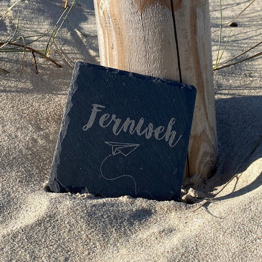 Untersetzer Schiefer "Fernweh" | 10x10xm - INSELLIEBE USEDOM