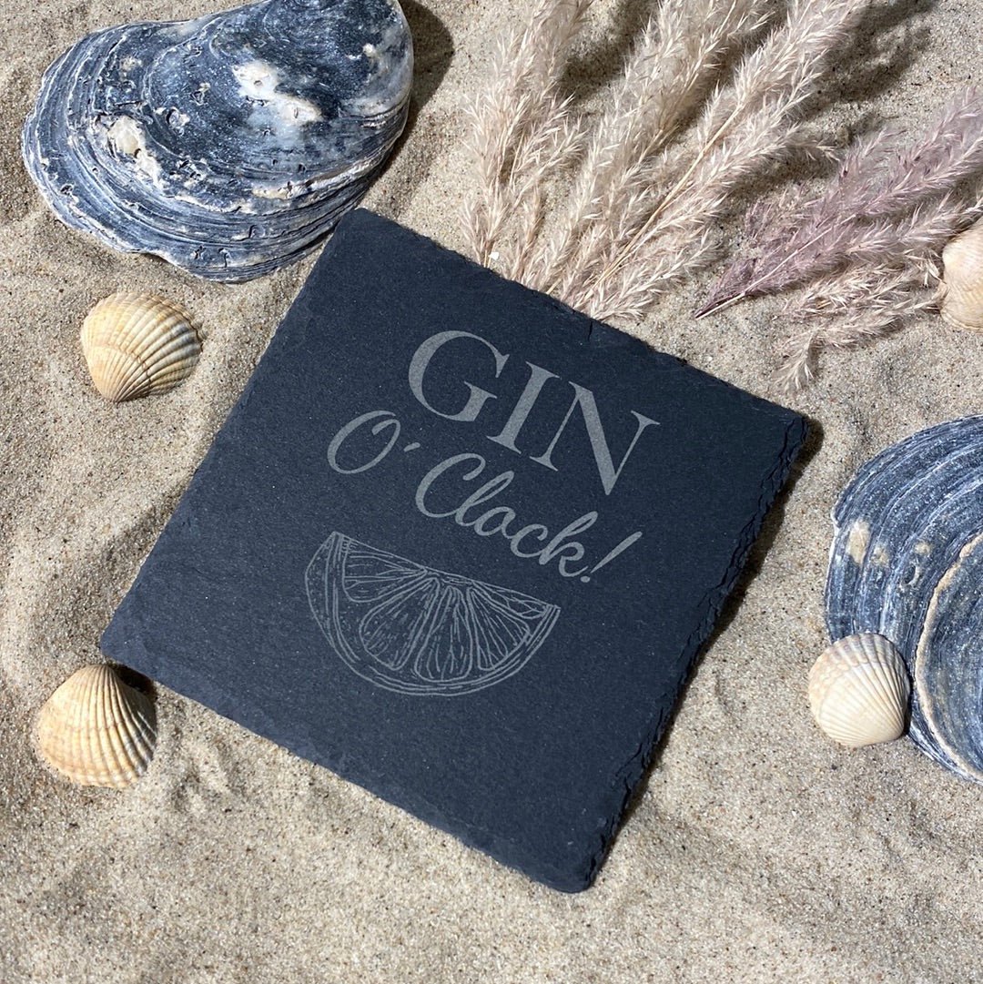 Untersetzer Schiefer "Gin o Clock" | 10x10xm - INSELLIEBE USEDOM