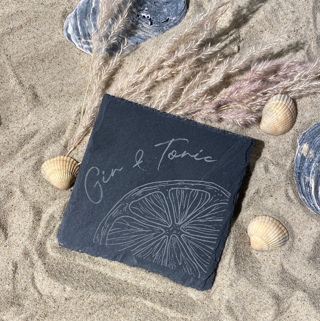 Untersetzer Schiefer "Gin & Tonic" | 10x10xm - INSELLIEBE USEDOM