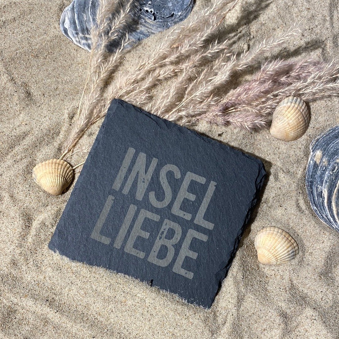 Untersetzer Schiefer "INSEL LIEBE" | 10x10xm - INSELLIEBE USEDOM