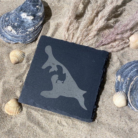 Untersetzer Schiefer "Insel Umriss" | 10x10xm - INSELLIEBE USEDOM