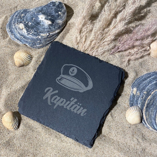 Untersetzer Schiefer "Kapitän" | 10x10xm - INSELLIEBE USEDOM