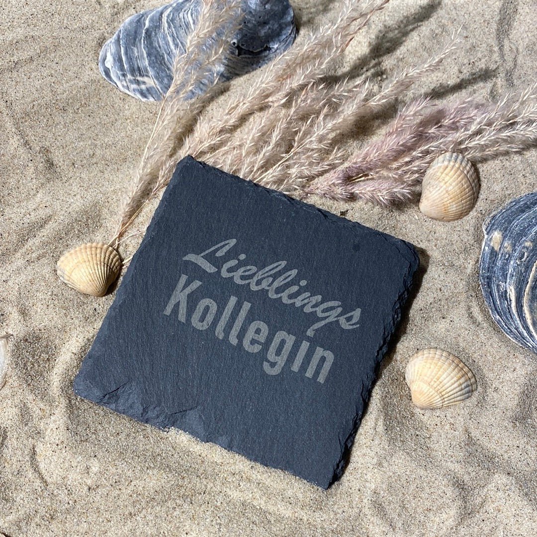 Untersetzer Schiefer "Lieblingskollegin" | 10x10xm - INSELLIEBE USEDOM