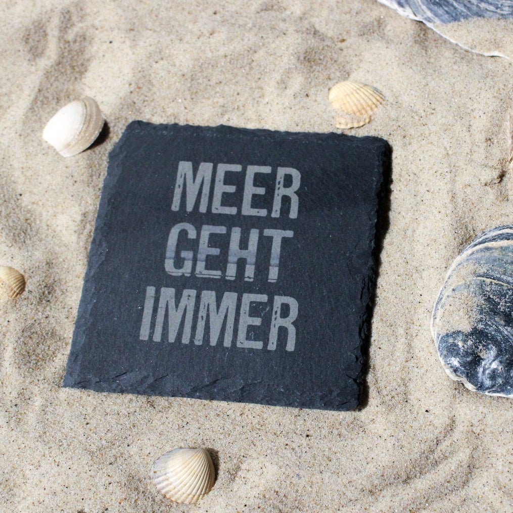 Untersetzer Schiefer "Meer geht immer" | 10x10xm - INSELLIEBE USEDOM