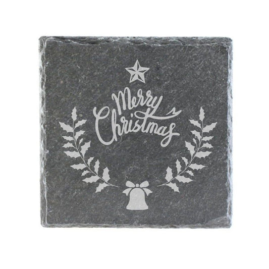 Untersetzer Schiefer "Merry Christmas" | 10x10xm - INSELLIEBE USEDOM