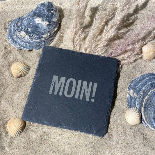 Untersetzer Schiefer "MOIN!" | 10x10xm - INSELLIEBE USEDOM