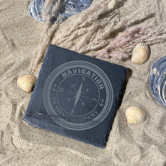Untersetzer Schiefer "Navigation" | 10x10xm - INSELLIEBE USEDOM