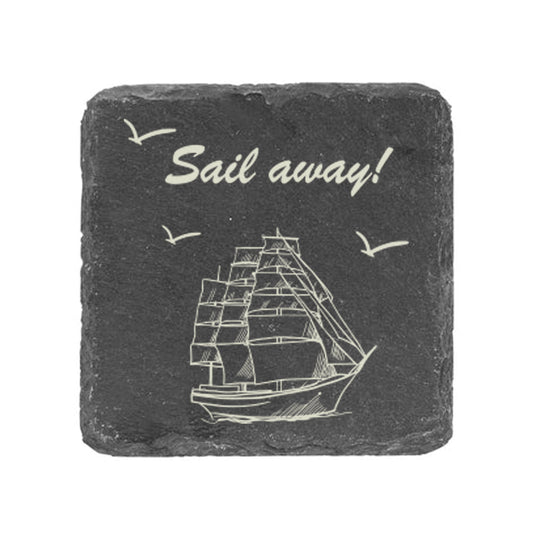 Untersetzer Schiefer "Sail Away" | 10x10xm - INSELLIEBE USEDOM