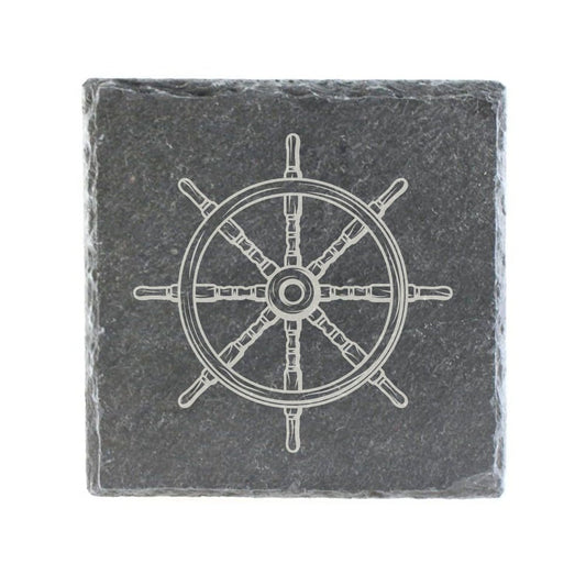 Untersetzer Schiefer "Steuerrad" | 10x10xm - INSELLIEBE USEDOM